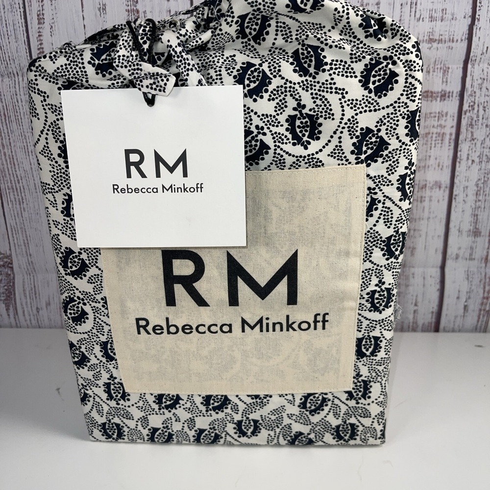 REBECCA MINKOFF Dark Navy Blue Bandanna100% COTTON Queen SHEET SET